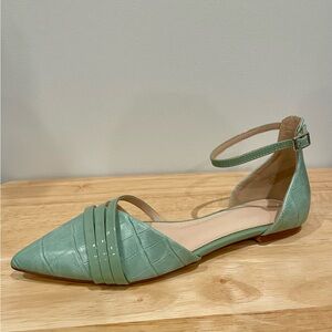 Elegant Mint Green Ankle Strap Flats